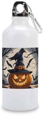600ml Aluminum Sports Water Bottle Black Crow Printed Large