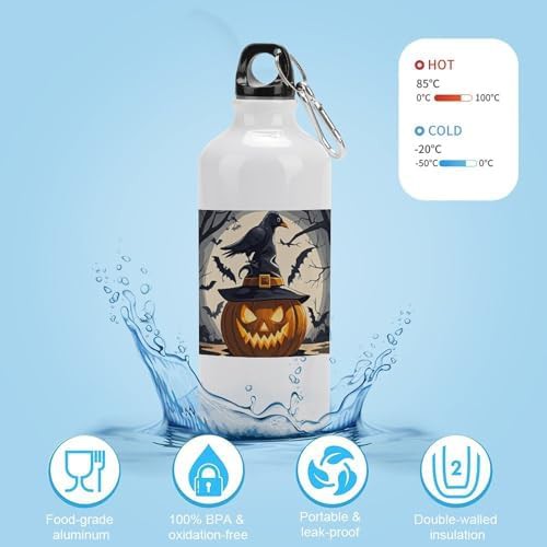 600ml Aluminum Sports Water Bottle Black Crow Printed Large — photo 4