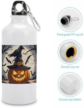 600ml Aluminum Sports Water Bottle Black Crow Printed Large — photo 5
