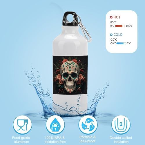 600ml Aluminum Sports Water Bottle Amazing Skull And Bones Printed — photo 4