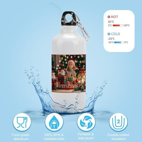 600ml Aluminum Sports Water Bottle Christmas Reunion Moment Printed — photo 4