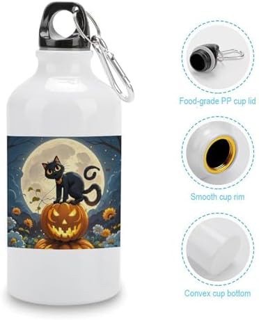 400ml Aluminum Sports Water Bottle Black Cat on Full Moon Night — photo 5