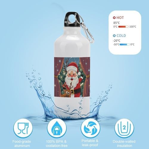 600ml Aluminum Sports Water Bottle Reindeer Peeping Printed Large — photo 4