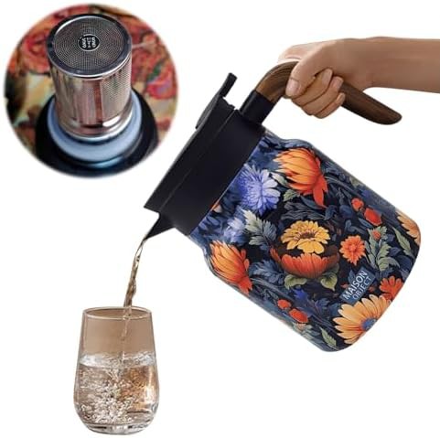 Vintage Floral Stainless Steel Tea Carafe