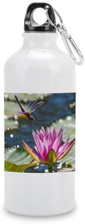 600ml Aluminum Sports Water Bottle Purple Dragonfly Printed Large