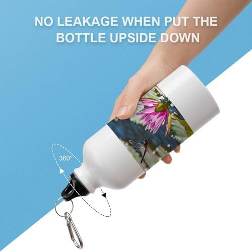 600ml Aluminum Sports Water Bottle Purple Dragonfly Printed Large — photo 3