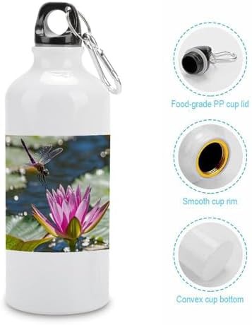 600ml Aluminum Sports Water Bottle Purple Dragonfly Printed Large — photo 5