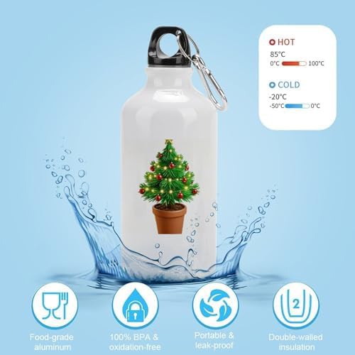 400ml Aluminum Sports Water Bottle Potted Christmas Tree Printed — photo 4