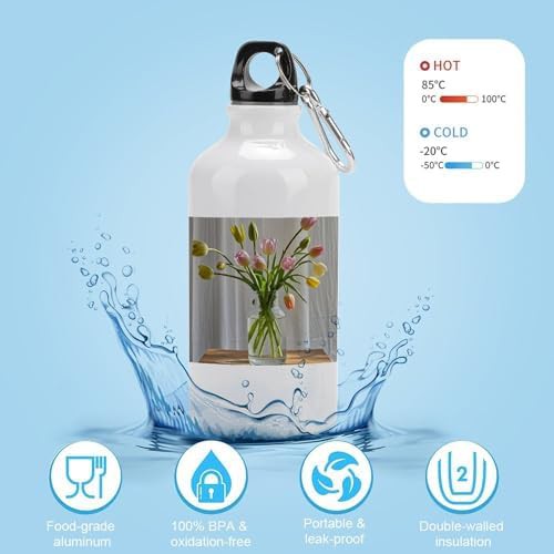 400ml Aluminum Sports Water Bottle The Art of Flowers Printed Large — photo 4