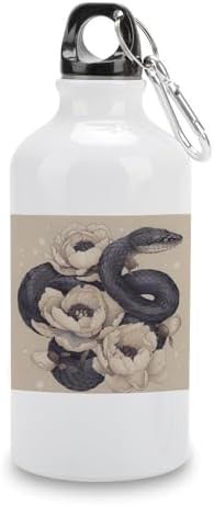 400ml Aluminum Sports Water Bottle Black Snake And Flower Printed