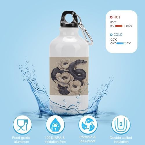 400ml Aluminum Sports Water Bottle Black Snake And Flower Printed — photo 4