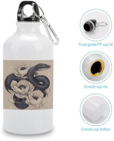 400ml Aluminum Sports Water Bottle Black Snake And Flower Printed — photo 5
