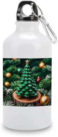400ml Aluminum Sports Water Bottle Green Christmas Tree Printed