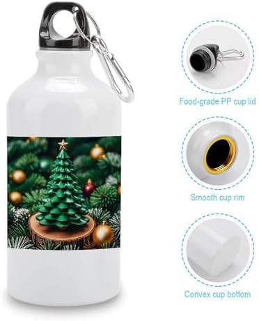 400ml Aluminum Sports Water Bottle Green Christmas Tree Printed — photo 5