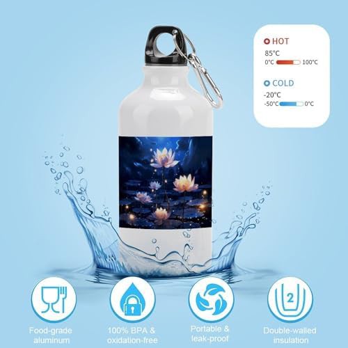 400ml Aluminum Sports Water Bottle Night Flowers Printed Large — photo 4