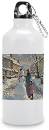 600ml Aluminum Sports Water Bottle Street Snowman Printed Large