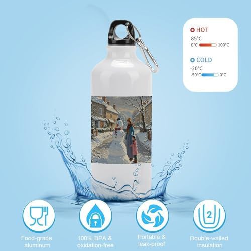 600ml Aluminum Sports Water Bottle Street Snowman Printed Large — photo 4