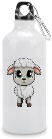 600ml Aluminum Sports Water Bottle Lamb Printed Large Capacity