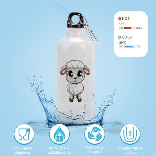 600ml Aluminum Sports Water Bottle Lamb Printed Large Capacity — photo 4