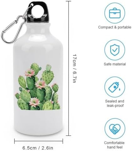 400ml Aluminum Sports Water Bottle Cactus Printed Large Capacity