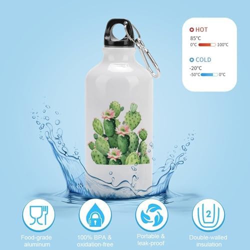 400ml Aluminum Sports Water Bottle Cactus Printed Large Capacity — photo 3