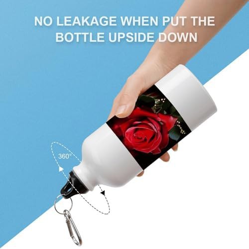 600ml Aluminum Sports Water Bottle Rose Flower Printed Large — photo 3