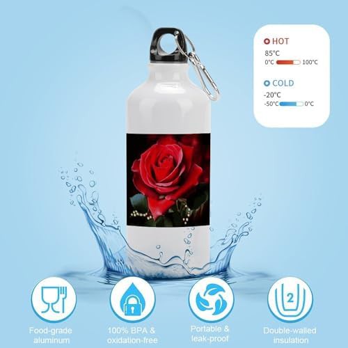 600ml Aluminum Sports Water Bottle Rose Flower Printed Large — photo 4
