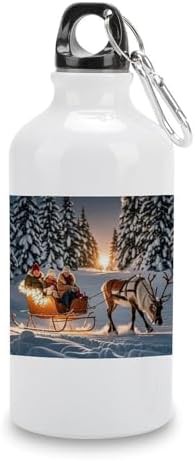 400ml Aluminum Sports Water Bottle Reindeer Pull Sleds Printed