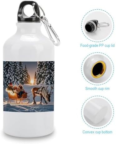 400ml Aluminum Sports Water Bottle Reindeer Pull Sleds Printed — photo 5