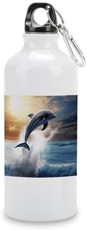 600ml Aluminum Sports Water Bottle Beautiful Dolphin Printed Large