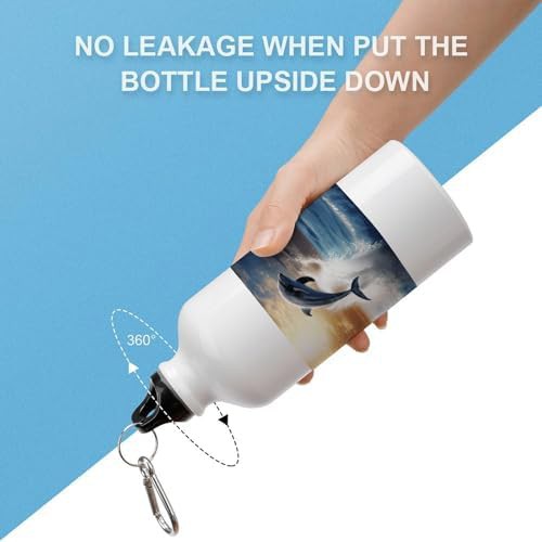 600ml Aluminum Sports Water Bottle Beautiful Dolphin Printed Large — photo 3