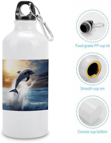600ml Aluminum Sports Water Bottle Beautiful Dolphin Printed Large — photo 5
