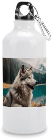 600ml Aluminum Sports Water Bottle Fun Animal Wolf Printed Large