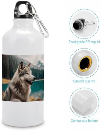 600ml Aluminum Sports Water Bottle Fun Animal Wolf Printed Large — photo 5
