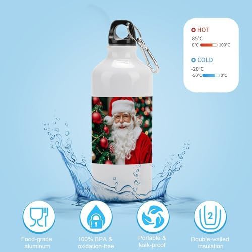 600ml Aluminum Sports Water Bottle Santa Claus Has A Charming Smile — photo 4