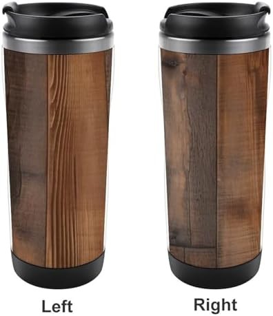 Brown wooden insulated stainless steel travel mug — photo 4