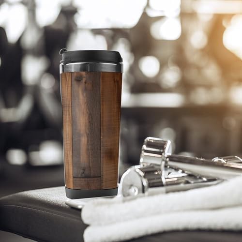 Brown wooden insulated stainless steel travel mug — photo 5