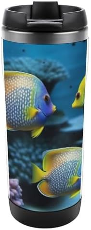 Tropical fish insulated stainless steel travel mug