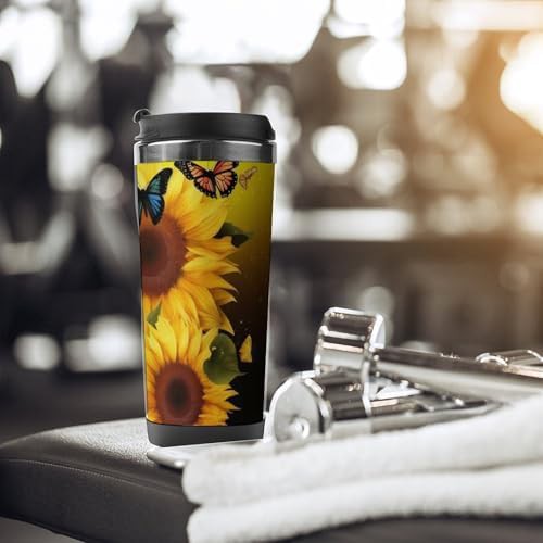 Sunflower floral butterfly insulated travel mug — photo 5
