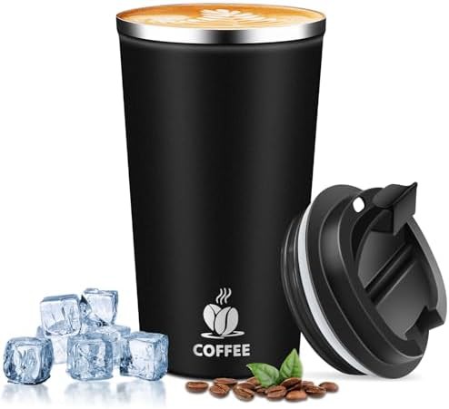 Qemauua black 17 oz travel tumbler with lid
