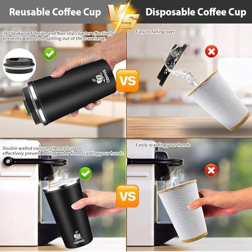 Qemauua black 17 oz travel tumbler with lid — photo 5