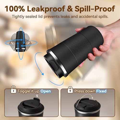 Black leakproof travel coffee mug — photo 4