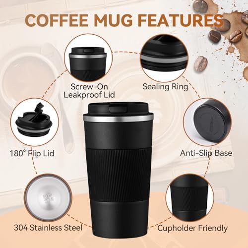Black leakproof travel coffee mug — photo 5