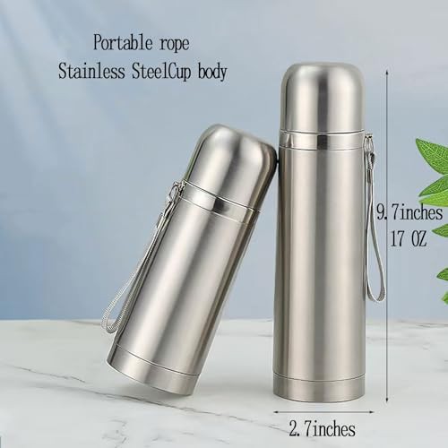 Silver stainless steel thermal flask with cup lid — photo 2