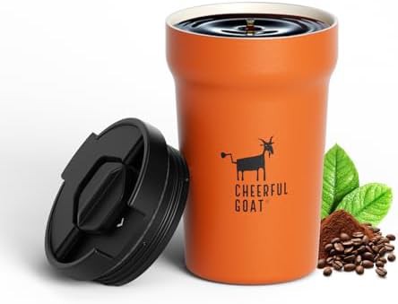 Orange ceramic coated travel coffee mug