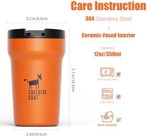 Orange ceramic coated travel coffee mug — photo 3
