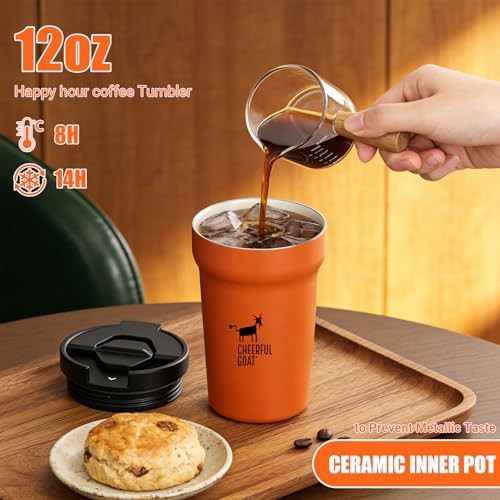 Orange ceramic coated travel coffee mug — photo 4