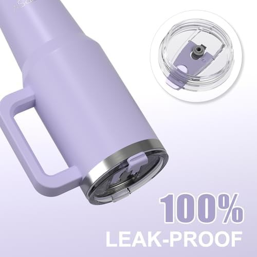 Purple insulated travel tumbler with handle — photo 5