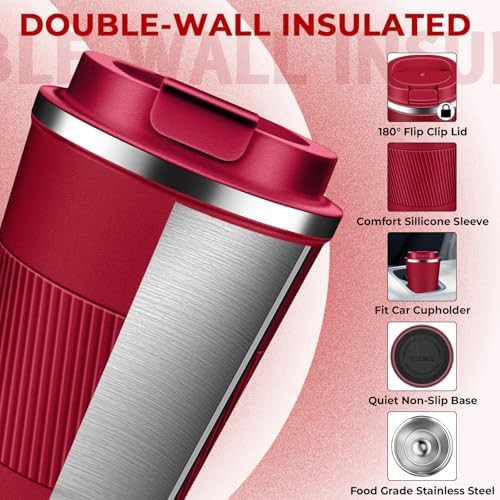 Red stainless steel tumbler 17 oz — photo 4