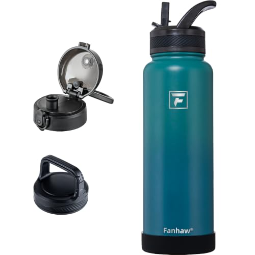 40 oz Insulated Water Bottle – Stainless Steel Flask with 3 Lids